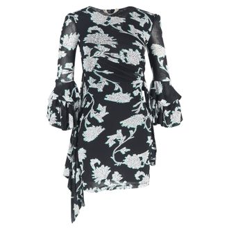 Diane Von F&uuml;rstenberg Diane Von Furstenberg Printed Wrap Mini Dress in Black Nylon