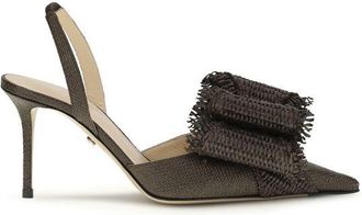 Mach & Mach Brown Raffia Platform Womens Pumps