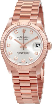 Rolex Datejust 31 Automatic 18kt Everose Gold Diamond Silver Dial Ladies Watch 278275-0039
