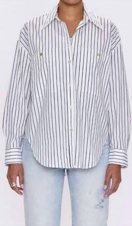 Pistola Denim Samantha Oversized Button Up Shirt In Noir Le Blanc
