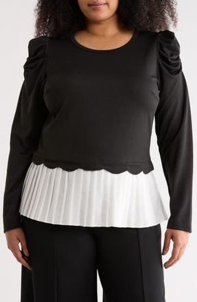 By Design Pria Long Sleeve Twofer Top in Black/White at Nordstrom Rack, Size 2X