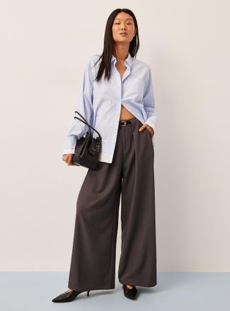 Icone Womens Belted front-panel ultra-wide-leg pant