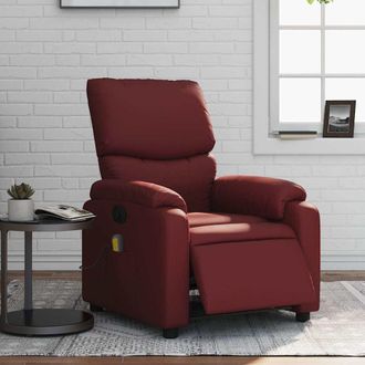 vidaXL Vidaxl - Sill&oacute;n Masaje Reclinable El&eacute;ctrico Cuero Sint&eacute;tico Rojo Tinto
