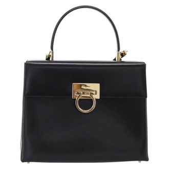 Ferragamo Convertible Top Handle Leather Black Leather Handbag (Pre-Owned)