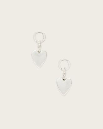 AllSaints Brass Lia Heart Huggie Earrings, Size: One Size