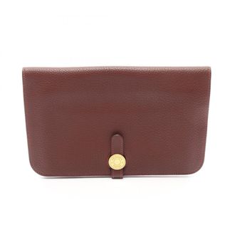 Herm&egrave;s Brown Taurillon Clemence Leather Long Wallet (Bi-Fold) (Pre-Owned)