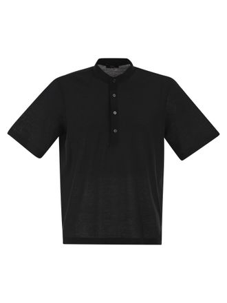 Herno jersey poloshirt met serafijnenkraag