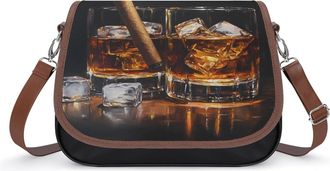 Generic Cigar Whiskey Wine Crossbody Bags for Women Fashion Leather Shoulder Handbags With Adjustable Strap
