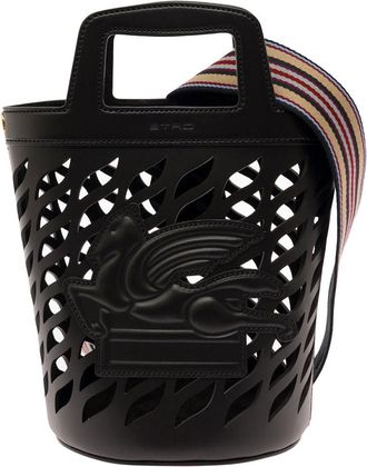 Etro Black Coffa Leather Bucket Bag