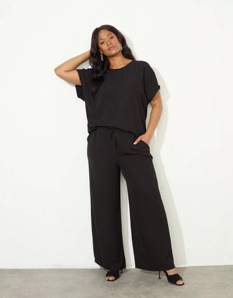 Live Unlimited London Womens Black Wide Leg Trouser - Size: 14