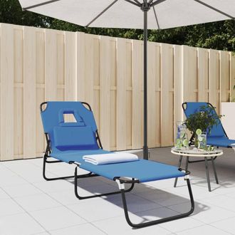 vidaXL Tumbona Plegable Tela Oxford Acero Recubrimiento En Polvo Azul Vidaxl