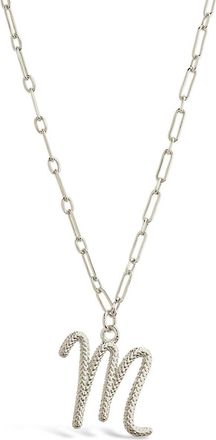 Sterling Forever Textured Initial Charm Pendant Necklace