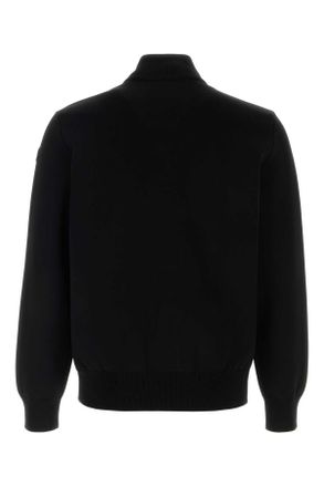 Moncler Mens Black Knit And Nylon Jacket 999 Maglieria Sweater
