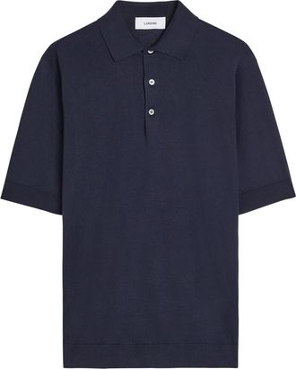 Lardini Fine-knit Cotton Polo Shirt - Blue - XL