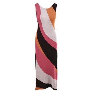 Akep Jacquard Waves Lange Jurk - Dames - Kleedjes - Veelkleurig - S - Kleedjes