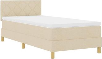 vidaXL Cama Tipo Box Spring Con Colch&oacute;n Crema 100 X 200 Cm Tela Vidaxl