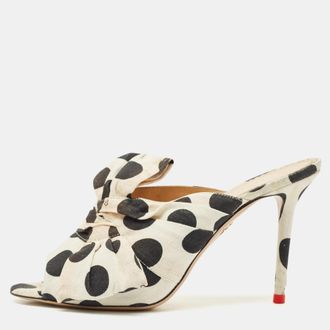 Charlotte Olympia White/black Polka Canvas Bow Slide Sandals