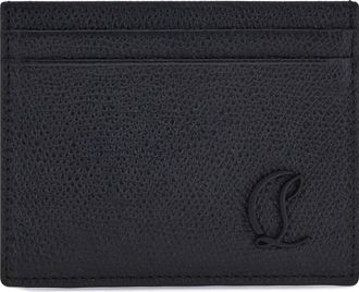 Christian Louboutin Mens Card Holder Logo Black Calf Leather Umbrellas Accessory