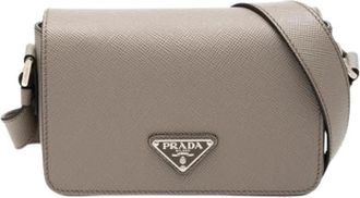Prada Pre-owned Vintage Saffiano Crossbody Tas - Dames - Vintage Schoudertas - Grijs - ONE Size - Leer - Vintage