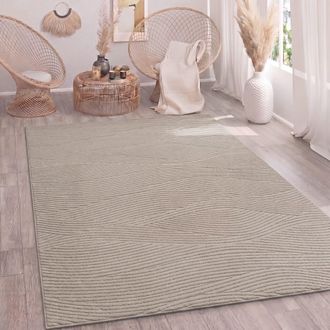 Paco Home Paco Home Alfombra Sala-de-estar Pelo-alto Scandi Boho Geom&eacute;trico Abstracto Lavable Beige 120x160 Cm