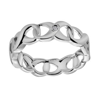 LuvMyJewelry Brielle Sterling Silver 0.02 Ct Diamond Link Band Ring