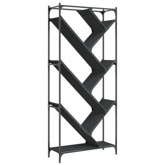 Berkfield Home Bookcase Black 79x30x180 cm Engineered Wood & Metal | Size: 79 x 30 x 180 cm