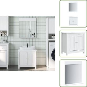 vidaXL The Living Store Set Mobili da Bagno 2 pz BERG Bianco in Legno Massello di Pino - Specchio da bagno