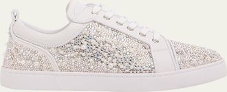Christian Louboutin Mens Louperla Crystal and Pearly Leather Low-Top Sneakers