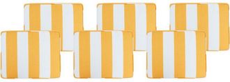 Beliani Conjunto De 6 Cojines Amarillo Naranja Blanco 31 X 39 Cm Asiento Cuerda Tolve