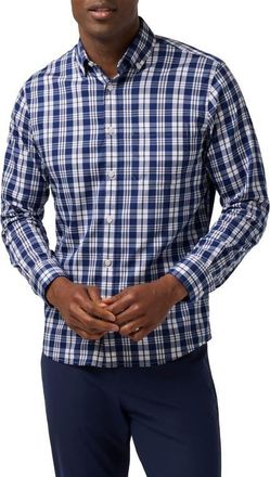 Mizzen+Main Kennedy Trim Fit Button-Down Shirt in Midnight Navy Beckett Plaid at Nordstrom, Size Xx-Large