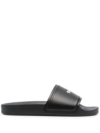 Msgm logo-print sliders - men - Rubber/Rubber/PVC - 43 - Black