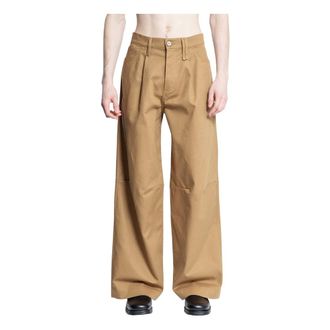 Simone Rocha Wide Trousers, male, Brown, L, Wide Leg Puddle Drill Jeans