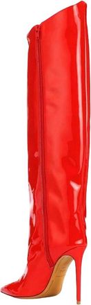Generic Women High Heel Patent Leather Knee-High Boots Pointed Toe Reflective Design Boots