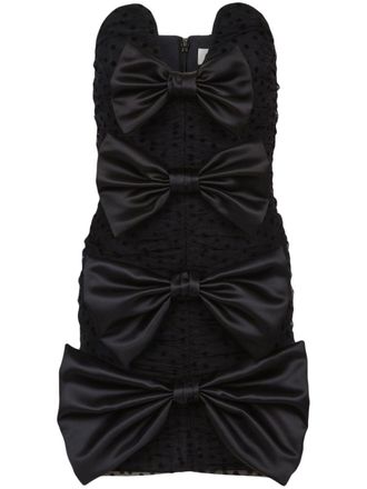 Nina Ricci bow-detail bustier minidress - women - Viscose/Polyamide/Polyester/Polyester - 38 - Black
