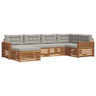 vidaXL Conjunto De Sof&aacute;s De Exterior 6 Pcs Gris Natural Y Claro Vidaxl