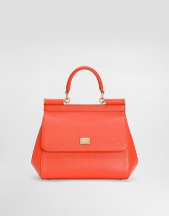 Dolce & Gabbana Small Sicily Handbag In Calfskin - Woman Handbags Orange Onesize