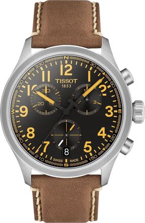Tissot Chrono L Leather Strap Watch, 42mm in Black at Nordstrom