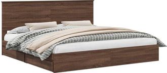 vidaXL Bed Frame with Drawer Brown Oak 200 x 200 cm Engineered Wood vidaXL