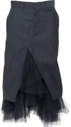 Junya Watanabe 2018 Grey Tulle Hem Midi Skirt