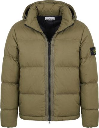 Stone Island Jas met capuchon en vulling - Heren - Winterjassen - Groen - L - Leer - Jassen