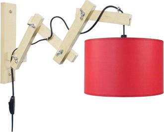 Tosel Aplique de pared madera Alt.55cm natural ;Pantalla: cobre