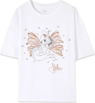 Oltre Winx T-shirt met print en pailletten - Dames - T-shirts - Wit - L - Pailletten - Tops
