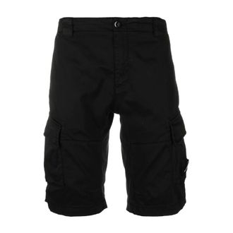 C.P. Company Casual Shorts, male, Black, Size: XL Black Sateen Cargo Shorts