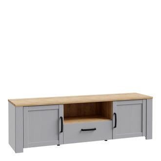 Furniture To Go Bohol TV Unit Inc. LED Light in Riviera Oak/Grey Oak in Grey