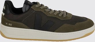 Veja V-90 Sneakers in Leather and B-Mesh with Contrasting Logo