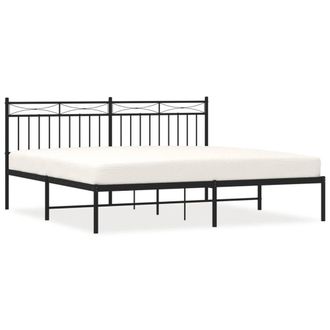 Berkfield Home Metal Bed Frame with Headboard Black 180x200 cm Super King