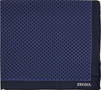 Ermenegildo Zegna Mens Petite Geometric Silk Pocket Square