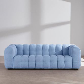 Maisons du monde Sof&aacute; nube de 3/4 plazas de tejido borreguillo azul azur