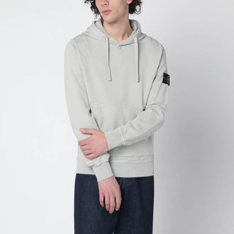 Stone Island Pearl-grey cotton hoodie
