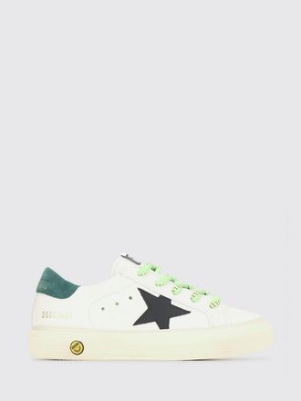 Golden Goose Boys May Leather Sneakers with Contrast Star